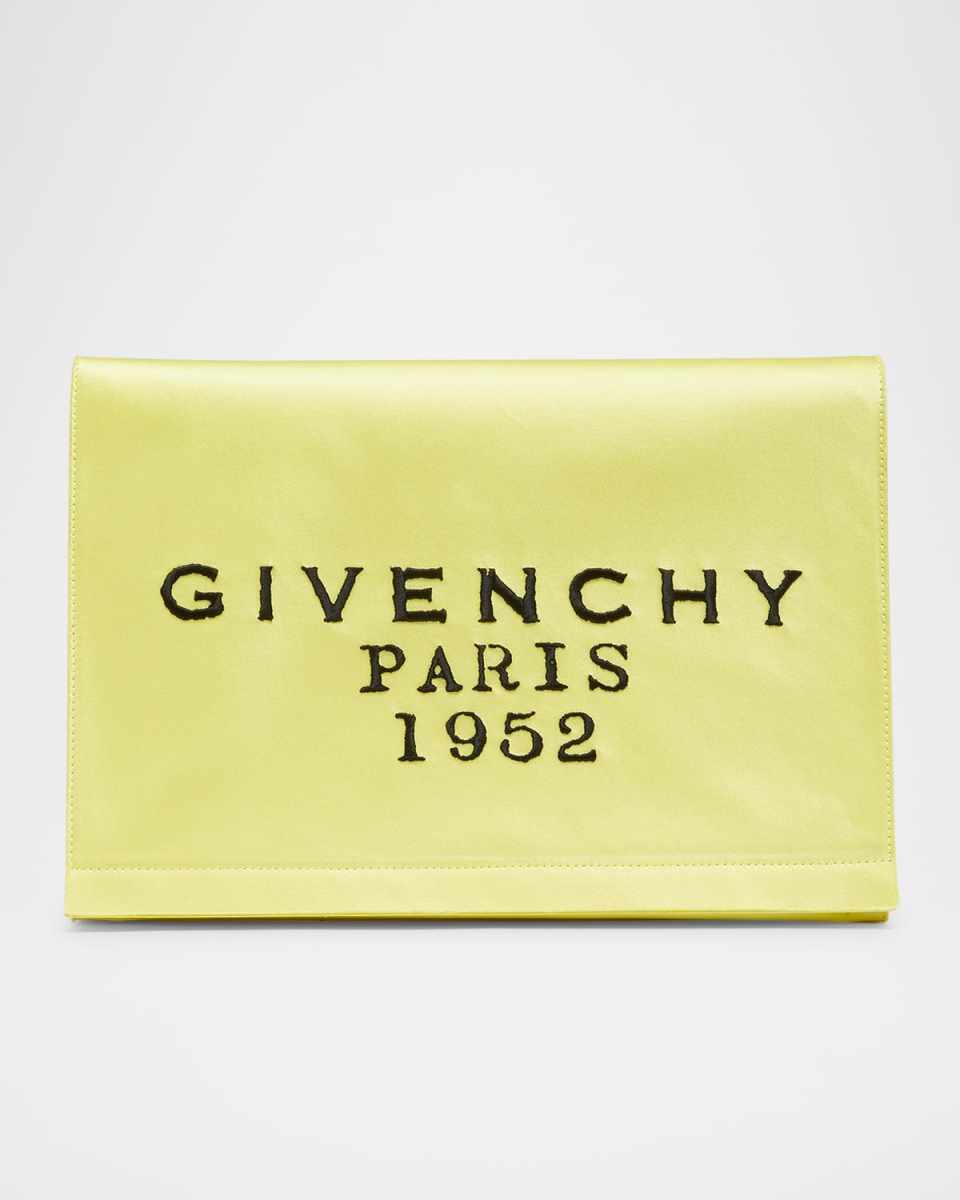 Pattern Pochette in Satin with Logo Embroidery